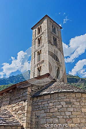 Roman Church of Santa Eulalia in Erill-la-Vall in Catalonia, Spain Stock Photo