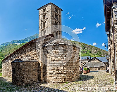 Roman Church of Santa Eulalia in Erill-la-Vall in Catalonia, Spain Stock Photo