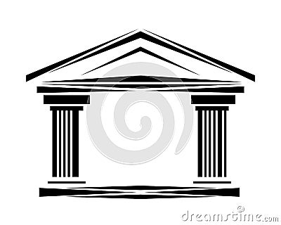 Roman classical arch logo facade ionic columns. Cartoon Illustration