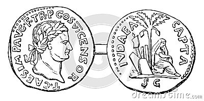 Roman Coins Denarius vintage illustration Vector Illustration