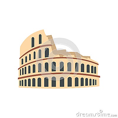 Roman Colosseum icon, flat style Vector Illustration