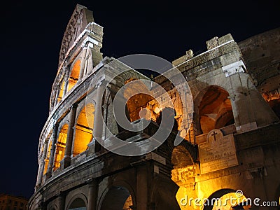 Roman Colosseum at night Stock Photo