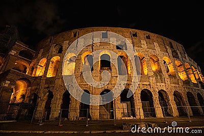 The Roman Colosseum in Rome, Italy. Biggest gladiator arena in the world. Editorial Stock Photo