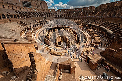 The Roman Colosseum in Rome, Italy. Biggest gladiator arena in the world. Editorial Stock Photo