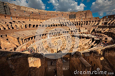 The Roman Colosseum in Rome, Italy. Biggest gladiator arena in the world. Editorial Stock Photo