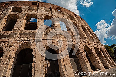 The Roman Colosseum in Rome, Italy. Biggest gladiator arena in the world. Editorial Stock Photo