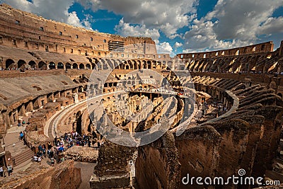 The Roman Colosseum in Rome, Italy. Biggest gladiator arena in the world. Editorial Stock Photo