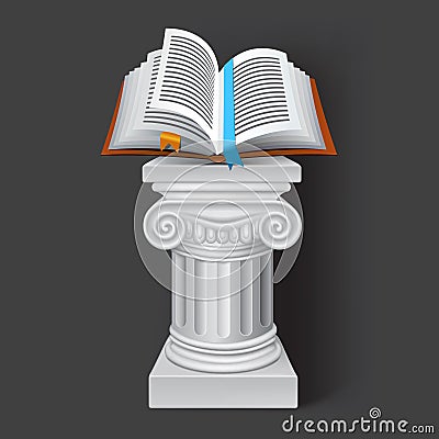 Roman column with open book Stock Photo