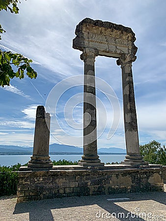 Roman column in Switzerland Nyon Stock Photo