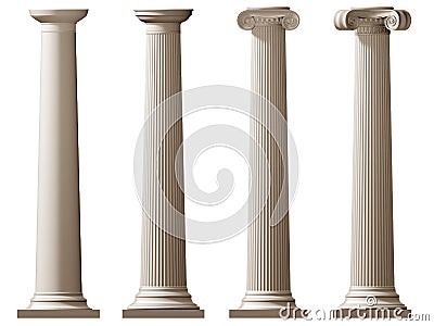 Roman Doric and Ionic columns Cartoon Illustration