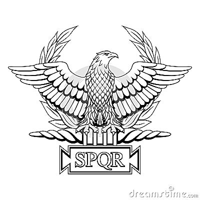 Roman Eagle with the inscription S.P.Q.R. Vector Illustration