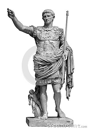 Roman emperor Augustus from Prima Porto statue isolated over white background Stock Photo