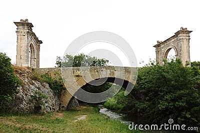 Roman Flavien bridge near Saint-Chamas, France Stock Photo