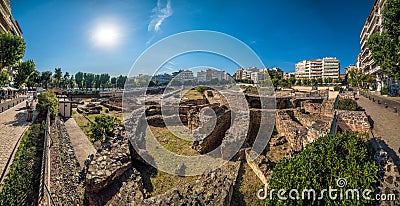 Roman Forum Ancient Agora Panorama at Thessaloniki City Editorial Stock Photo