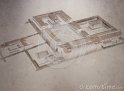 Roman Forum complex Hypothetical depiction Editorial Stock Photo