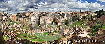 The Roman Forum from Palatine hill, panorama Stock Photo