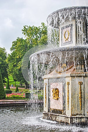 The Roman fountain in Peterhof, Russia Editorial Stock Photo