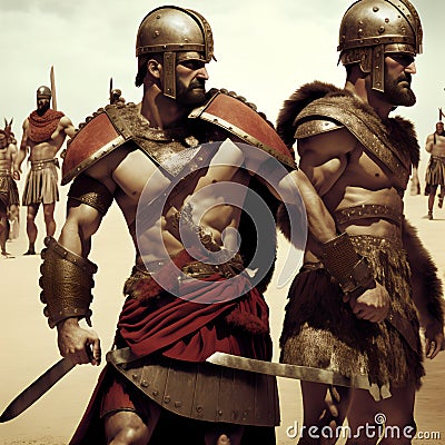 Roman Gladiators, Generative AI Illustration Stock Photo