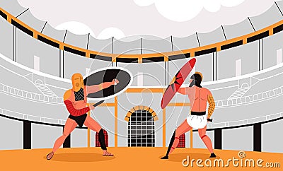 Roman Gladiators Illustration Vector Illustration