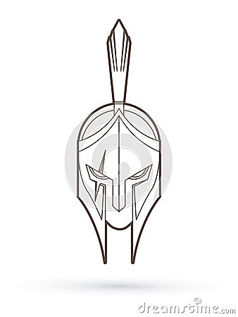 Roman or Greek Helmet , Spartan Helmet, Angry Warrior face cartoon graphic vector. Vector Illustration