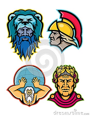Roman and Greek Heroes Mascot Collection Vector Illustration