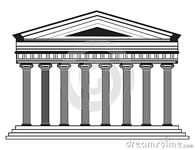 Roman/Greek Vector Pantheon temple with Doric columns Vector Illustration