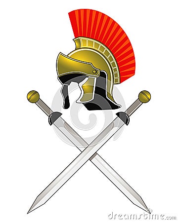 Roman Helmet and swords Vector Illustration
