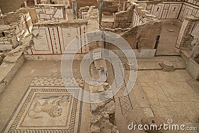 Roman houses known also as Terrace Houses in Ephesus, Turkey Editorial Stock Photo