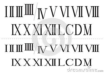 Roman isolated numbers set Vector Illustration