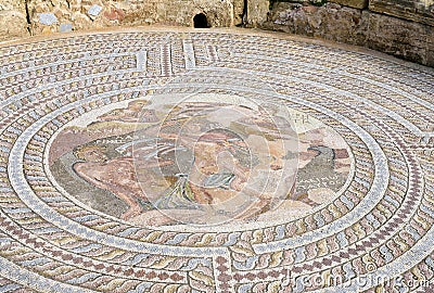 Roman Mosaic in Villa of Theseus Stock Photo