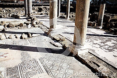 Roman mosaics, Agia Kyriaki church, Paphos, Cyprus Stock Photo