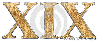 Roman numeral XIX, undeviginti, 19, nineteen, isolated on white background, 3d render Stock Photo