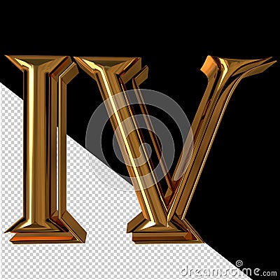 Roman numerals made of gold Vector Illustration