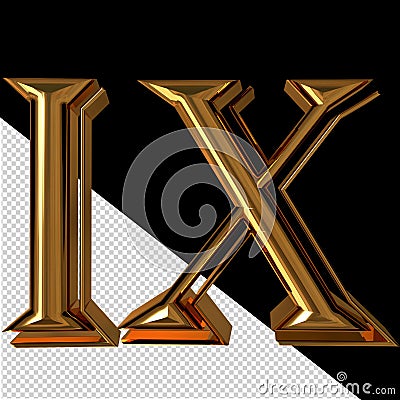 Roman numerals made of gold Vector Illustration