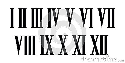 Roman numerals set isolated on white background. Vector illusration Vector Illustration