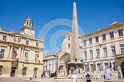 Roman obelisk in Arles France Editorial Stock Photo