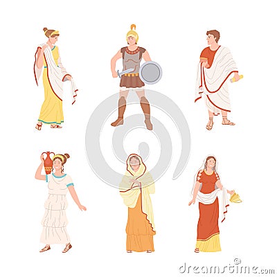 Roman People Characters as Cultural Ethnicity from Classical Antiquity Vector Set Vector Illustration