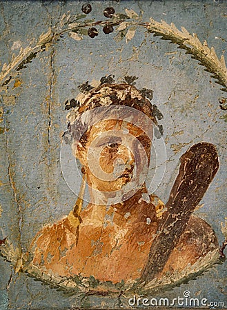 Roman Pompeian fresco representing mitolgical figures Editorial Stock Photo