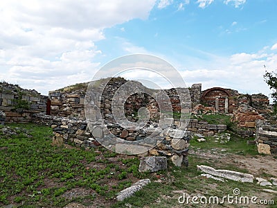 Roman ruins of Histria citadel in Dobrogea, Romania Stock Photo