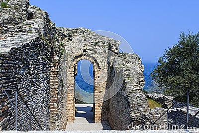 Roman ruins near Sirmione. Stock Photo