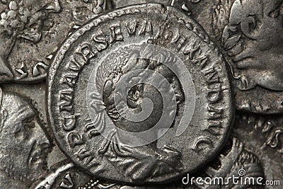 Roman silver coins - denarius Stock Photo