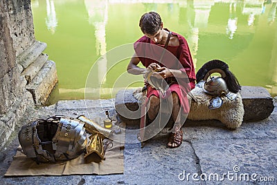 Roman Soldier in Bath Editorial Stock Photo