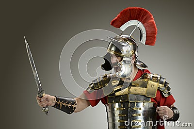 Roman Soldier with sword Stock Photo