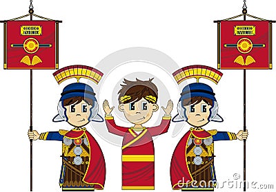 Roman Soldiers and Emperor Vector Illustration