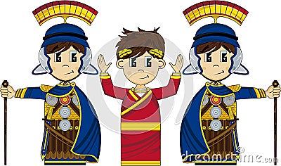 Roman Soldiers and Emperor Vector Illustration