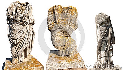 Roman statues with toga cut out - Ostia Antica Rome Italy Stock Photo