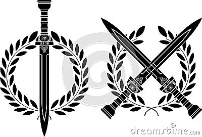 Roman swords and wreath Vector Illustration