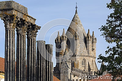 Roman Temple in the city of Evora in Portugal Editorial Stock Photo