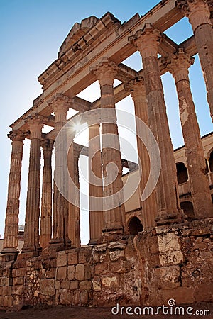 The roman temple of Diana in Merida, Spain Stock Photo