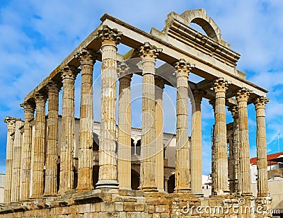 Roman Temple of Diana in Merida, Spain Stock Photo